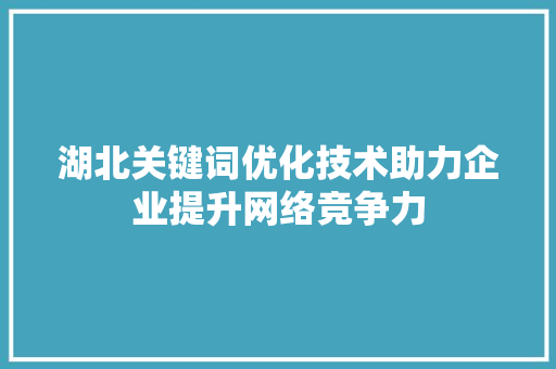湖北关键词优化技术助力企业提升网络竞争力 必应SEO