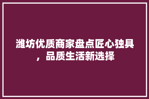 潍坊优质商家盘点匠心独具，品质生活新选择 神马SEO
