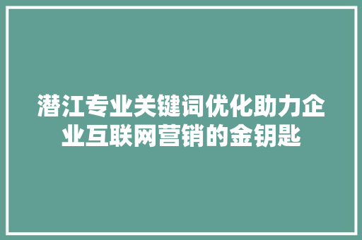 潜江专业关键词优化助力企业互联网营销的金钥匙 GoogleSEO