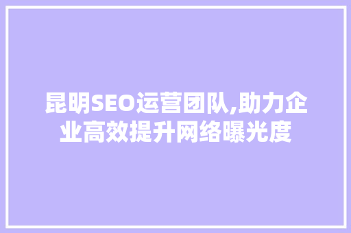昆明SEO运营团队,助力企业高效提升网络曝光度 搜狗SEO