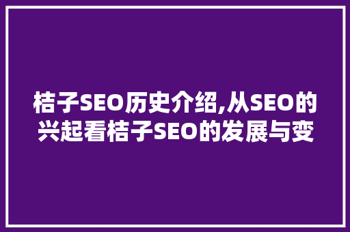桔子SEO历史介绍,从SEO的兴起看桔子SEO的发展与变革 搜狗SEO