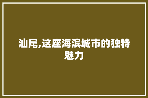 汕尾,这座海滨城市的独特魅力 神马SEO