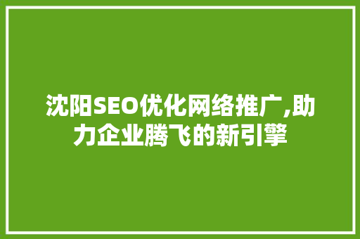 沈阳SEO优化网络推广,助力企业腾飞的新引擎 GoogleSEO