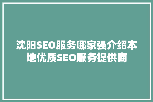 沈阳SEO服务哪家强介绍本地优质SEO服务提供商 神马SEO
