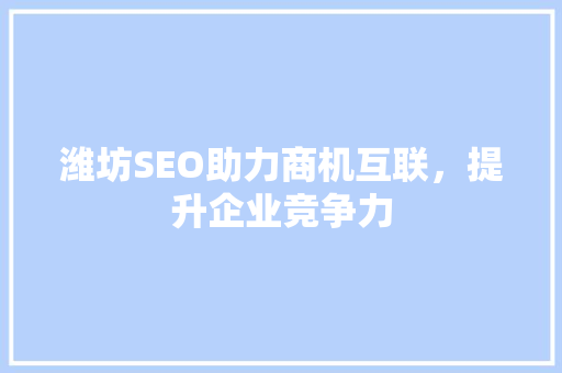 潍坊SEO助力商机互联，提升企业竞争力 搜狗SEO