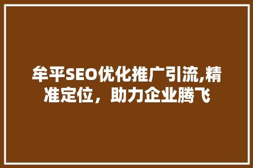 牟平SEO优化推广引流,精准定位，助力企业腾飞 必应SEO