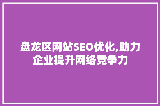 盘龙区网站SEO优化,助力企业提升网络竞争力 神马SEO