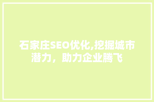 石家庄SEO优化,挖掘城市潜力，助力企业腾飞 GoogleSEO