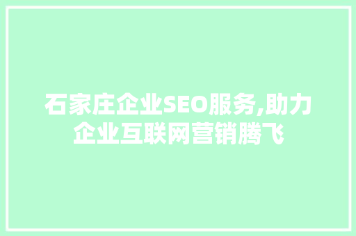 石家庄企业SEO服务,助力企业互联网营销腾飞 必应SEO