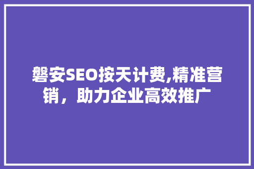 磐安SEO按天计费,精准营销，助力企业高效推广 神马SEO