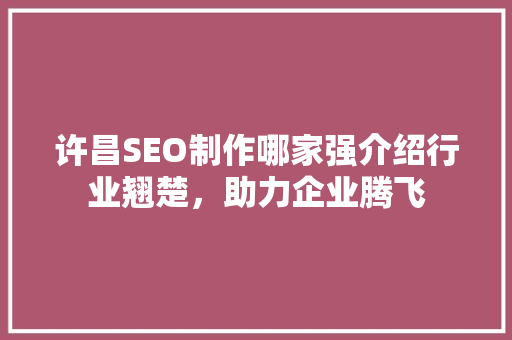 许昌SEO制作哪家强介绍行业翘楚，助力企业腾飞 百度SEO