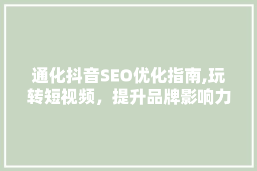 通化抖音SEO优化指南,玩转短视频，提升品牌影响力 百度SEO