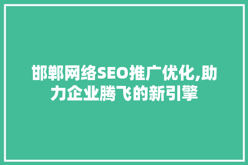 邯郸网络SEO推广优化,助力企业腾飞的新引擎 GoogleSEO