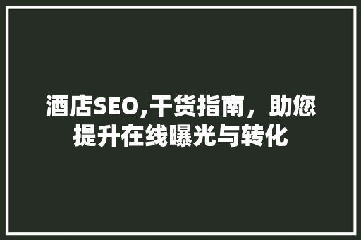 酒店SEO,干货指南，助您提升在线曝光与转化 百度SEO