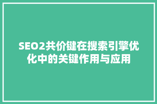 SEO2共价键在搜索引擎优化中的关键作用与应用