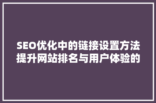 SEO优化中的链接设置方法提升网站排名与用户体验的方法 搜狗SEO