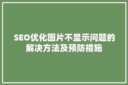 SEO优化图片不显示问题的解决方法及预防措施 百度SEO
