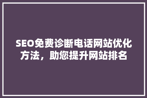SEO免费诊断电话网站优化方法，助您提升网站排名 GoogleSEO