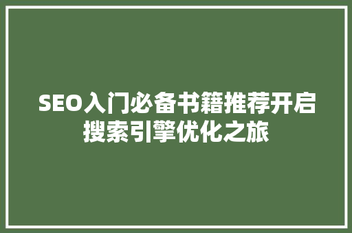 SEO入门必备书籍推荐开启搜索引擎优化之旅 GoogleSEO