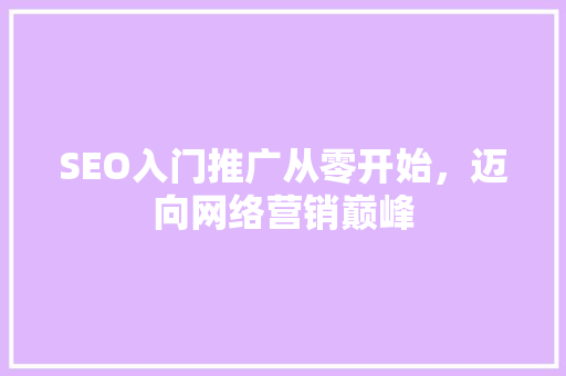 SEO入门推广从零开始，迈向网络营销巅峰 神马SEO