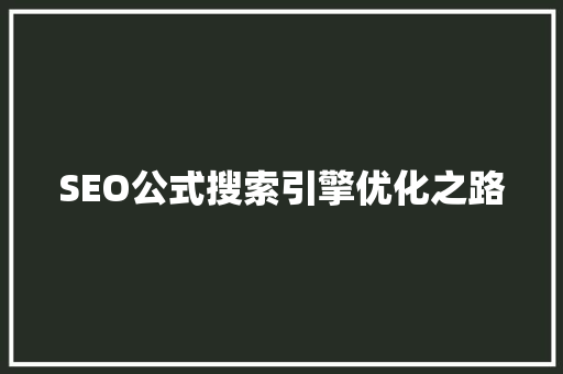 SEO公式搜索引擎优化之路 神马SEO