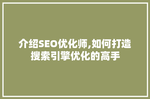 介绍SEO优化师,如何打造搜索引擎优化的高手 百度SEO