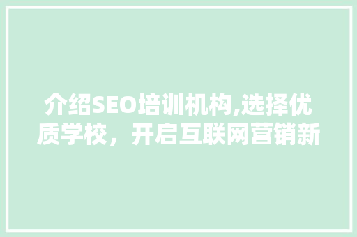 介绍SEO培训机构,选择优质学校，开启互联网营销新篇章