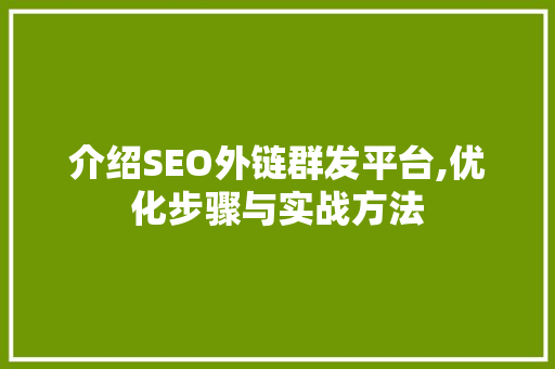 介绍SEO外链群发平台,优化步骤与实战方法