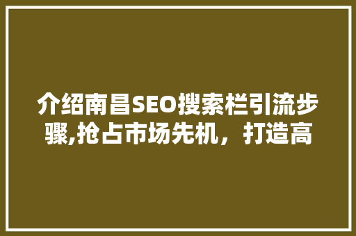 介绍南昌SEO搜索栏引流步骤,抢占市场先机，打造高效流量入口 百度SEO