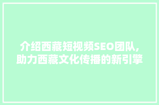 介绍西藏短视频SEO团队,助力西藏文化传播的新引擎 搜狗SEO