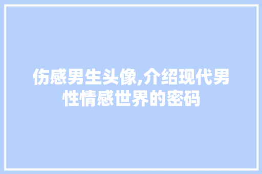 伤感男生头像,介绍现代男性情感世界的密码