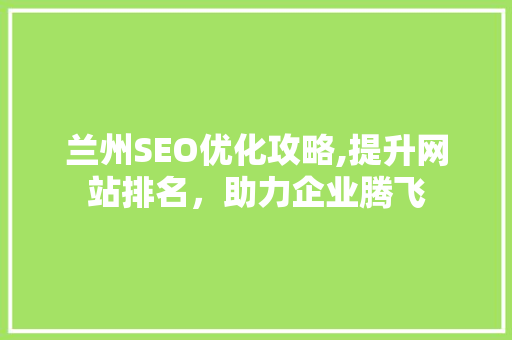 兰州SEO优化攻略,提升网站排名，助力企业腾飞