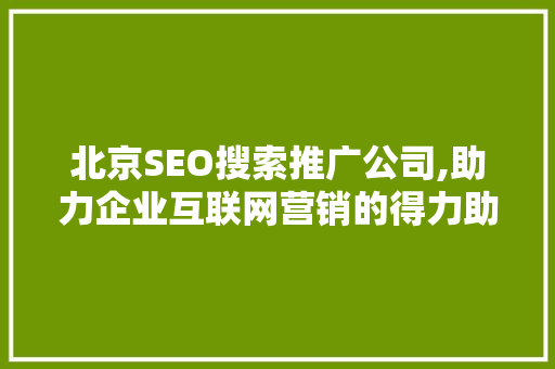 北京SEO搜索推广公司,助力企业互联网营销的得力助手 搜狗SEO