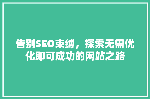 告别SEO束缚，探索无需优化即可成功的网站之路 必应SEO