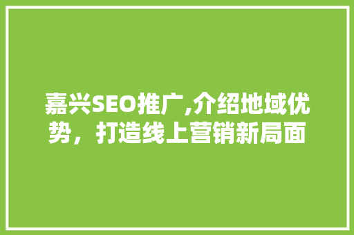 嘉兴SEO推广,介绍地域优势，打造线上营销新局面 GoogleSEO