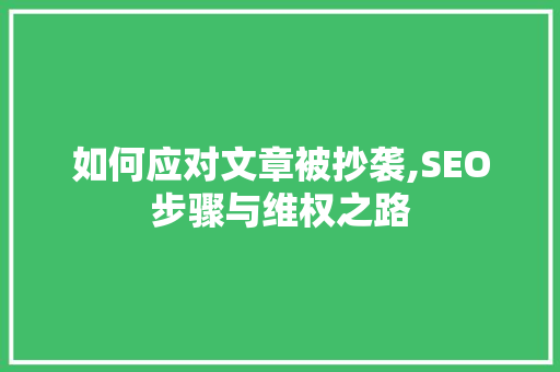 如何应对文章被抄袭,SEO步骤与维权之路 GoogleSEO