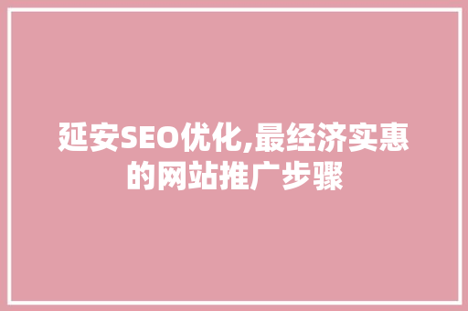 延安SEO优化,最经济实惠的网站推广步骤 百度SEO