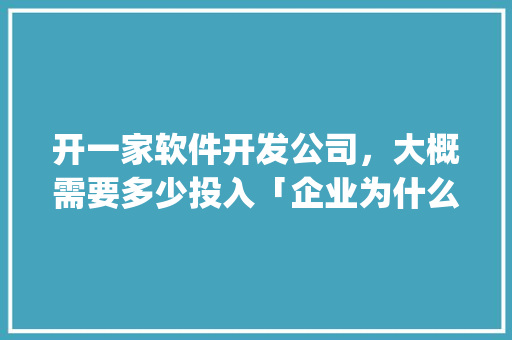 开一家软件开发公司，大概需要多少投入「企业为什么要创建自己的app」 开一家软件开发公司，大概需要多少投入「企业为什么要创建自己的app」 百度SEO