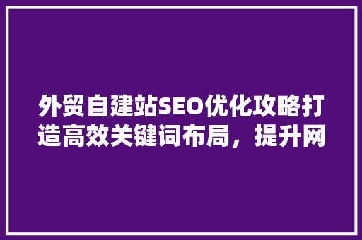 外贸自建站SEO优化攻略打造高效关键词布局，提升网站排名 GoogleSEO