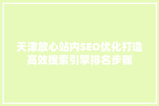 天津放心站内SEO优化打造高效搜索引擎排名步骤 GoogleSEO