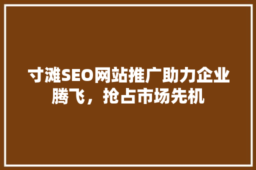 寸滩SEO网站推广助力企业腾飞，抢占市场先机 搜狗SEO
