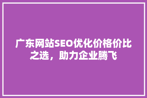 广东网站SEO优化价格价比之选，助力企业腾飞 神马SEO