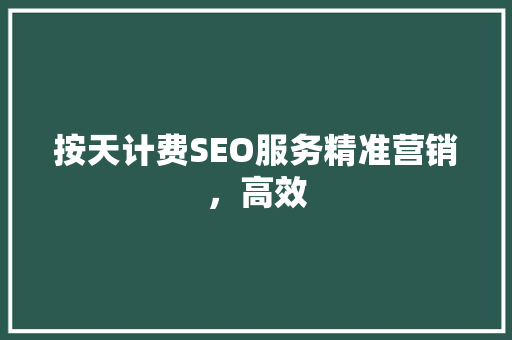 按天计费SEO服务精准营销，高效 必应SEO
