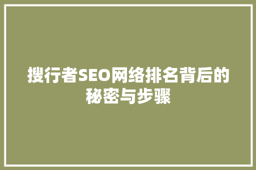 搜行者SEO网络排名背后的秘密与步骤 搜狗SEO