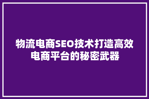 物流电商SEO技术打造高效电商平台的秘密武器 百度SEO