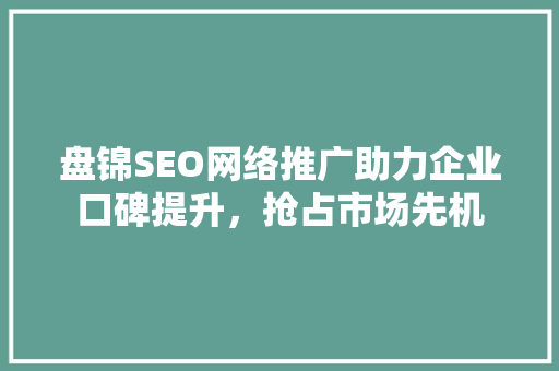 盘锦SEO网络推广助力企业口碑提升，抢占市场先机