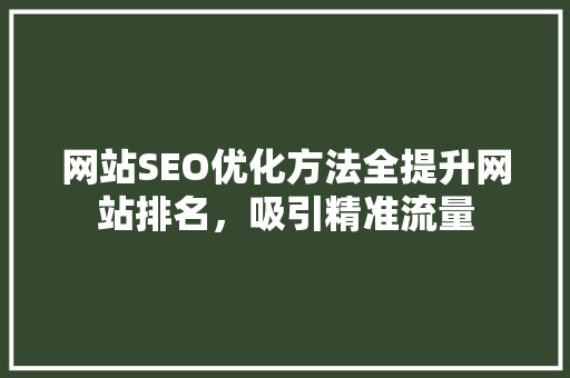 网站SEO优化方法全提升网站排名，吸引精准流量 必应SEO