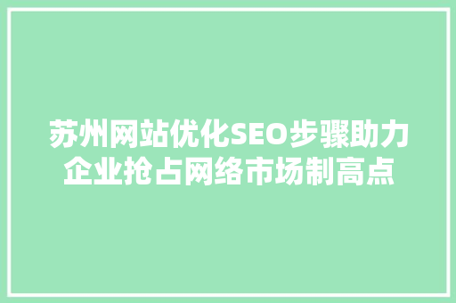 苏州网站优化SEO步骤助力企业抢占网络市场制高点 百度SEO