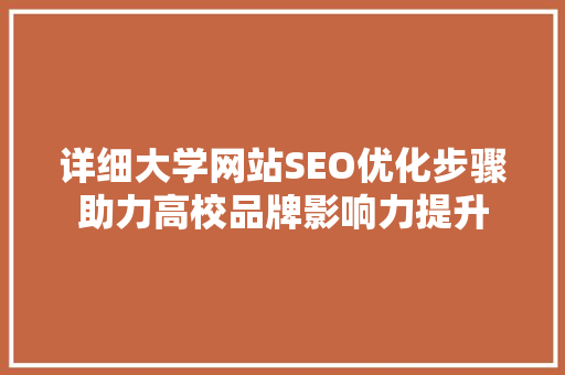 详细大学网站SEO优化步骤助力高校品牌影响力提升 必应SEO