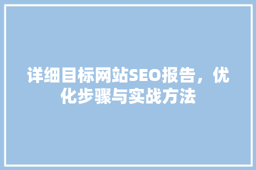 详细目标网站SEO报告，优化步骤与实战方法 搜狗SEO